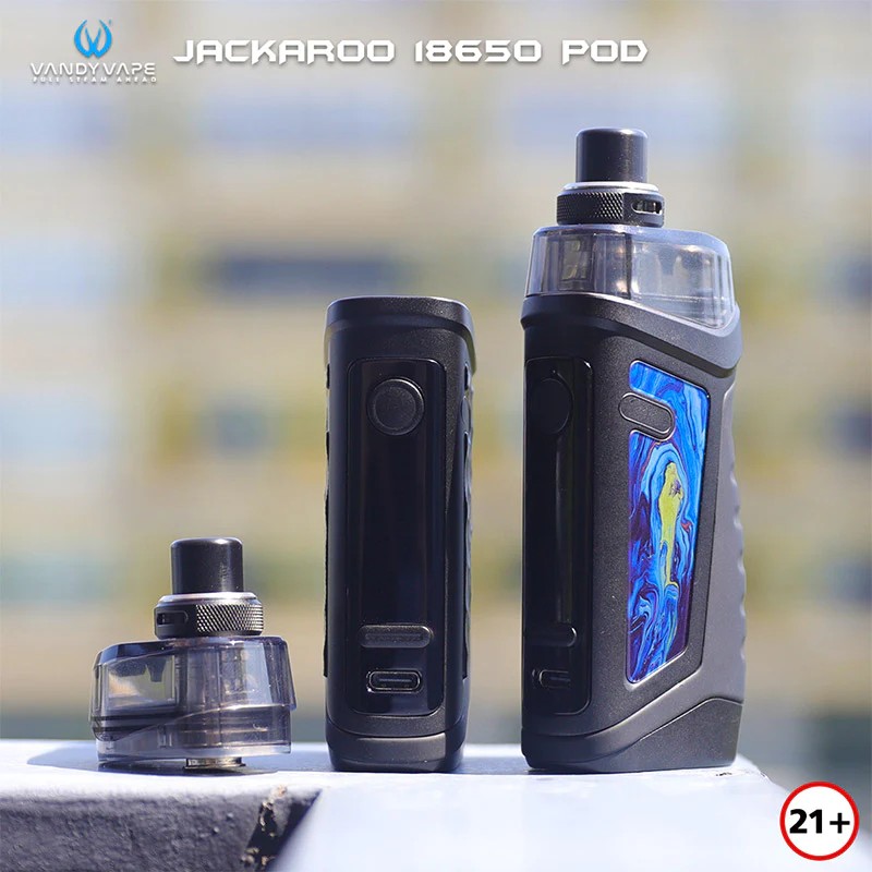 Vandy Vape Jackaroo 18650 Pod Kit, vvc mesh coils, single 18650, single